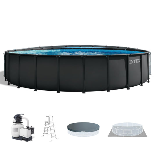 INTEX Ultra XTR 26 ft x 52 in Above Ground Pool Set, Round Swimming Pool with Steel Frame, 2800 GPH Sand Filter Pump, Ladder, Cover, & Ground Cloth