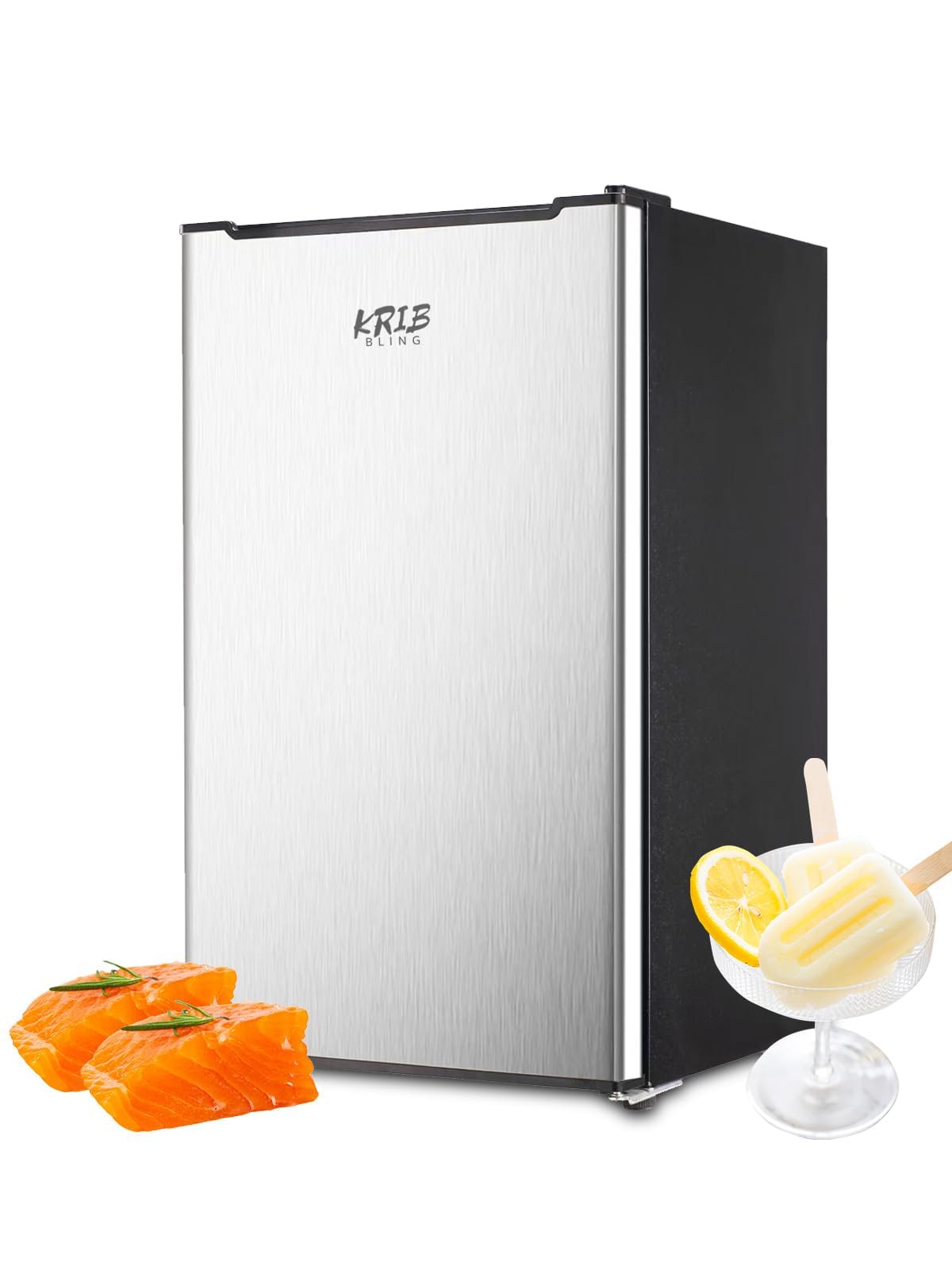 Compact Upright Freezer 3.0 Cu.ft Removable Shelves Mini Freezer Low Energy Single Door Refrigeratorfor for Bedroom, Office, Kitchen, Apartment, Dormï¼Silver