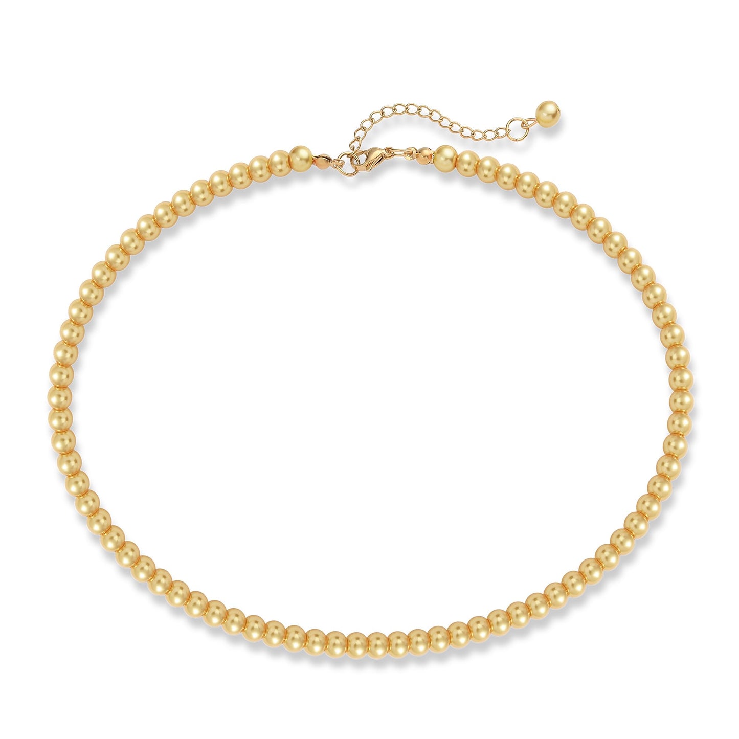 LAYWAF Imitation Pearl Choker Necklaces for Women, Simple Fake Pearl Yellow Necklace, 6MM Beaded Costume Faux Pearl Necklace, Wedding Jewelry Mom Necklace