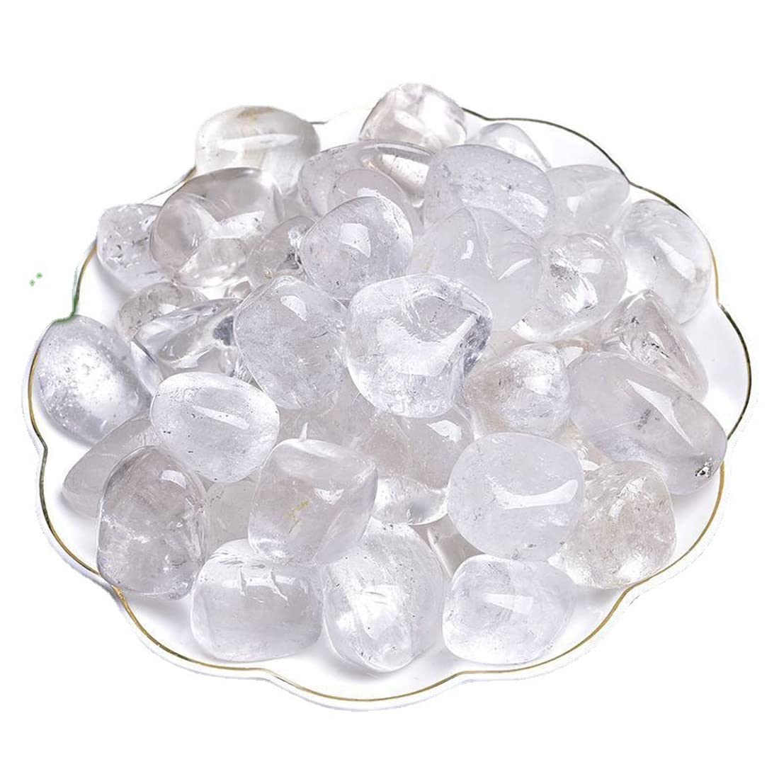 Clear Quartz Healing Crystal Stones, 1.25-2.0" Large Reiki Healing Gemstones Natural Tumbled Polished Stones for Energy Witchcraft Therapy Meditation