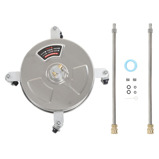 13 Inch Pressure Washer Surface Cleaner, 4000 PSI Power Washer Surface Cleaner Attachment with 4 Wheels, 1/4 Quick Connector, 2 ExWand for Cleaning Driveway, Sidewalk, Garden