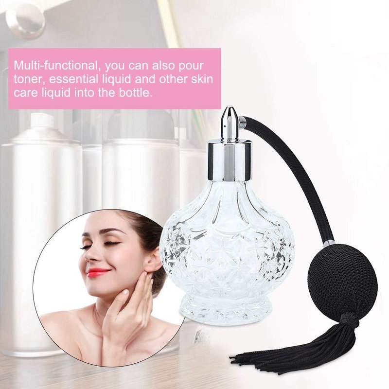 Glass Perfume Atomiser Spray Bottle - Retro Mini Refillable Empty Spray Atomizer