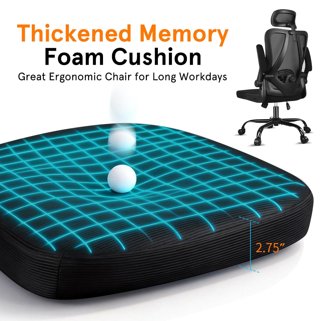 Ergonomic Office Chair, 400 LBS Office Chair Computer Rolling Comfortable Gaming Mesh Office Chair with Adjustable Lumbar Support High Back Desk Chair for Home Work (Lower)