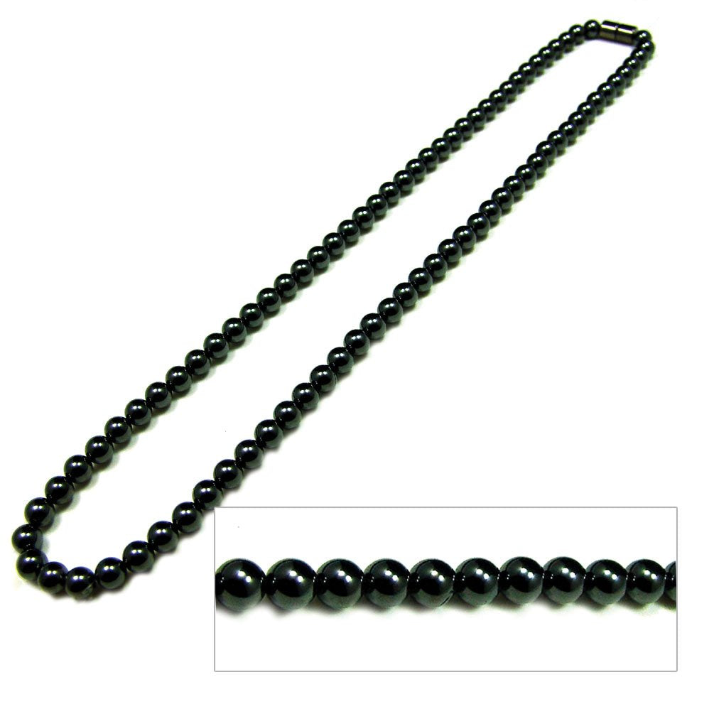 Accents Kingdom Men's Magnetic Hematite Therapy & Healing Stone with Round Beads Necklace, 24"