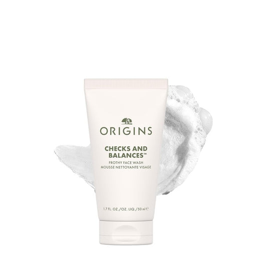 Origins Checks and Balances Frothy Face Wash for Men and Women | Gentle Face Cleanser for All Skin Types | With Mint | Travel Size, 1.7 Fl Oz