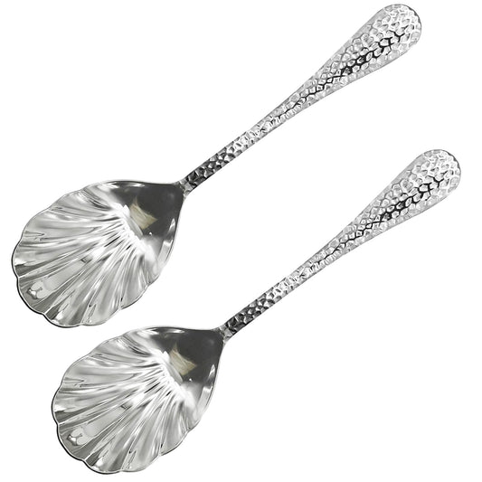Pinenjoy 2Pcs Shell Shape Serving Spoons 18/10(304) Stainless Steel Vegetable Spoon 8.85inch Large Scalloped Soup Spoon for Home Party Restaurant Buffet