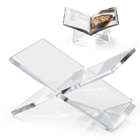 Acrylic Book Stand 12×8×6, Clear 8 mm Thick Book Holder & Display Stand for Cookbooks, Bibles, Art Books, Recipe Books, Photo Albums, Desk Reading & Coffee Table Décor