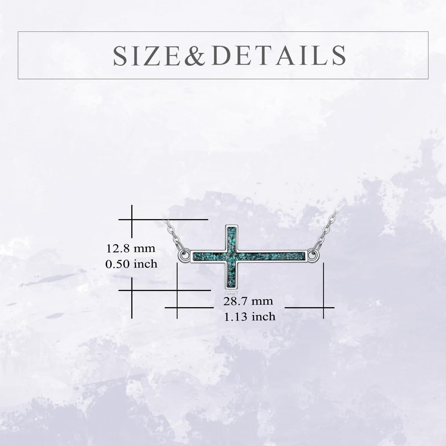 YFN Sideways Cross Necklace Sterling Silver Turquoise Cross Pendant Jewelry Gifts for Women Men