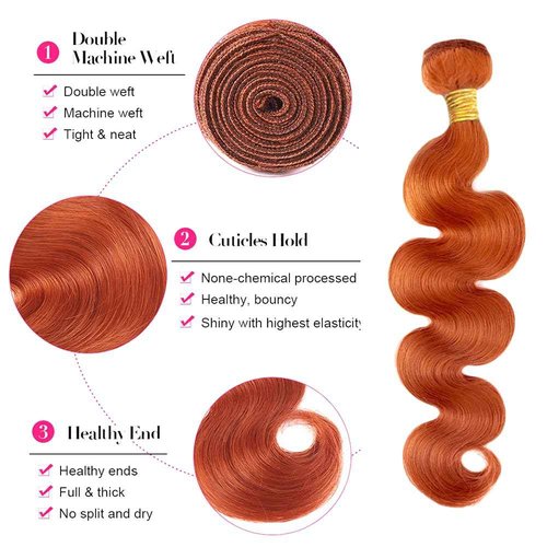 30 32 34 inch Orange Bundles 350 Body Wave Bundles Human Hair #350 Bundle Ginger Human Hair Bundle
