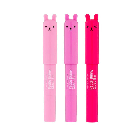 TONYMOLY Petit Bunny Lip Gloss 3 Pack - Hydrating Korean Sheer Tinted Gloss with Vitamin E for Soft High Shine, Cute Moisturizing Lip Tint Crayon
