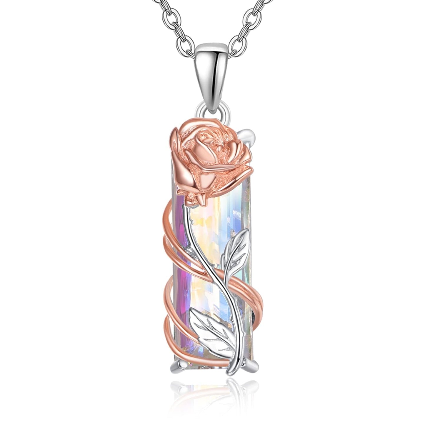 AENEAS Rose Gifts for Women Rose Necklace Sterling Silver Jewelry Gift for Her Crystal Necklace Gifts for Anniversary Christmas Birthday