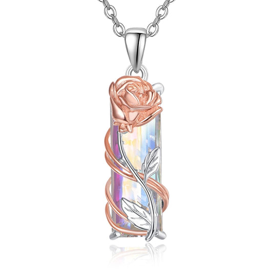 AENEAS Rose Gifts for Women Rose Necklace Sterling Silver Jewelry Gift for Her Crystal Necklace Gifts for Anniversary Christmas Birthday