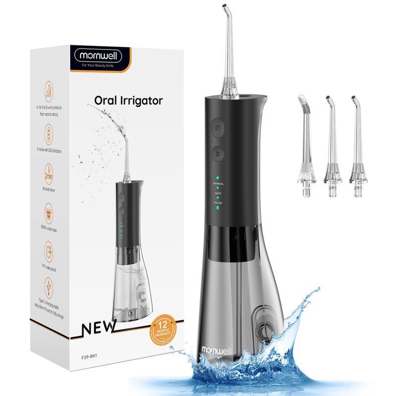 Water Flossers for Teeth, 300ML Cordless Water Flosser, Mornwell 3s Pressure Crescendo Oral Irrigator, Professional Rechargeable Portable Water Flosser