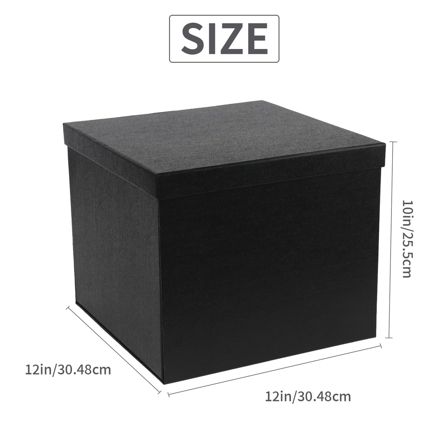 YINUOYOUJIA Large Gift Box 12x12x10 Inches,Black Gift Boxes for Presents,Birthday Box,for Packaging,Valentine's Day,Mother's Day,Christmas,Anniversaries,Family or Business.