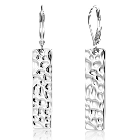 ALEXCRAFT 925 Sterling Silver Dangle Drop Earrings for Women, Hypoallergenic Lightweight Trendy Sterling Silver French Hook Leverback Earrings Long Hammer Bar Drop Earing for Women Statement Jewelry