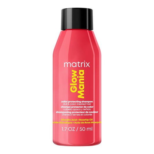 MATRIX Glow Mania Shampoo - Enhances Shine and Moisturizes, Preserves and Protects Color Vibrancy, For Dull and Color-Treated Hair, Sulfate-Free, With Glycolic Acid & Rosehip Oil, 1.7 Fl Oz