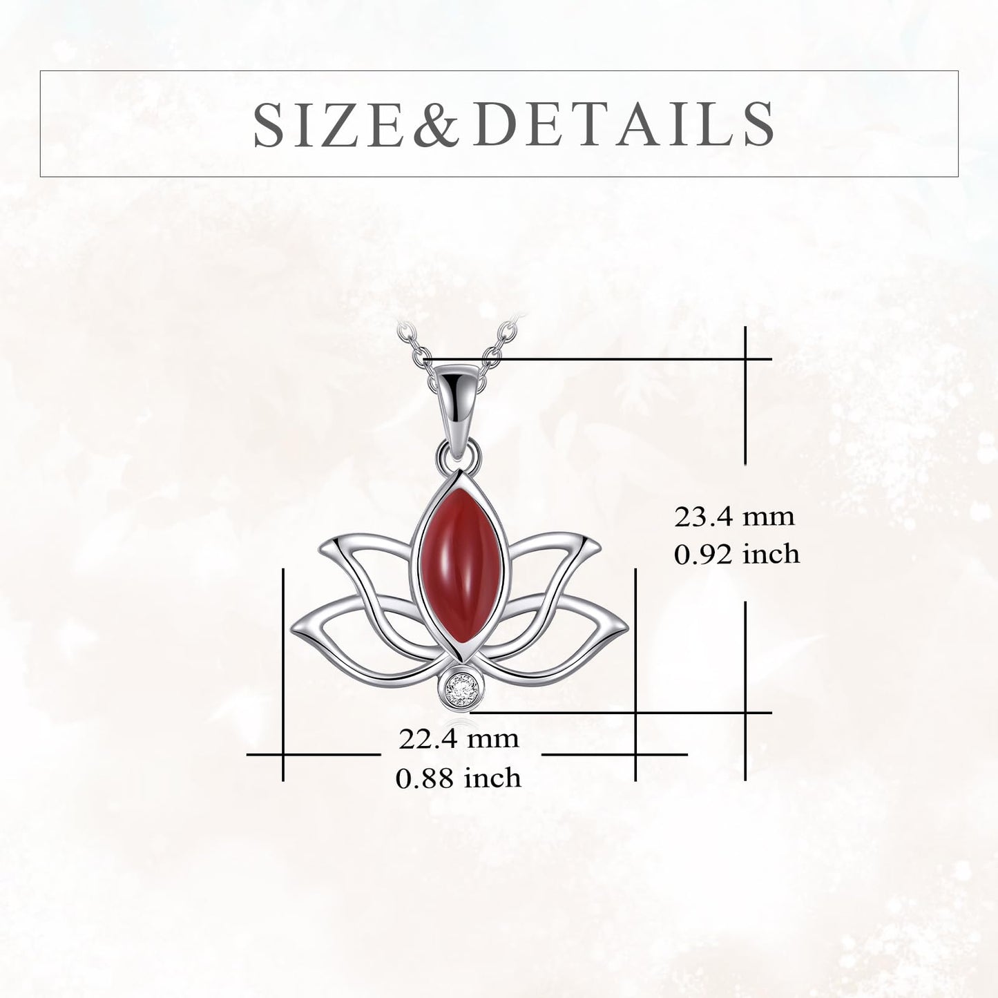 YFN Lotus Flower Necklace Sterling Silver Red Agate Lotus Pendant Lotus Jewelry Gifts for Women