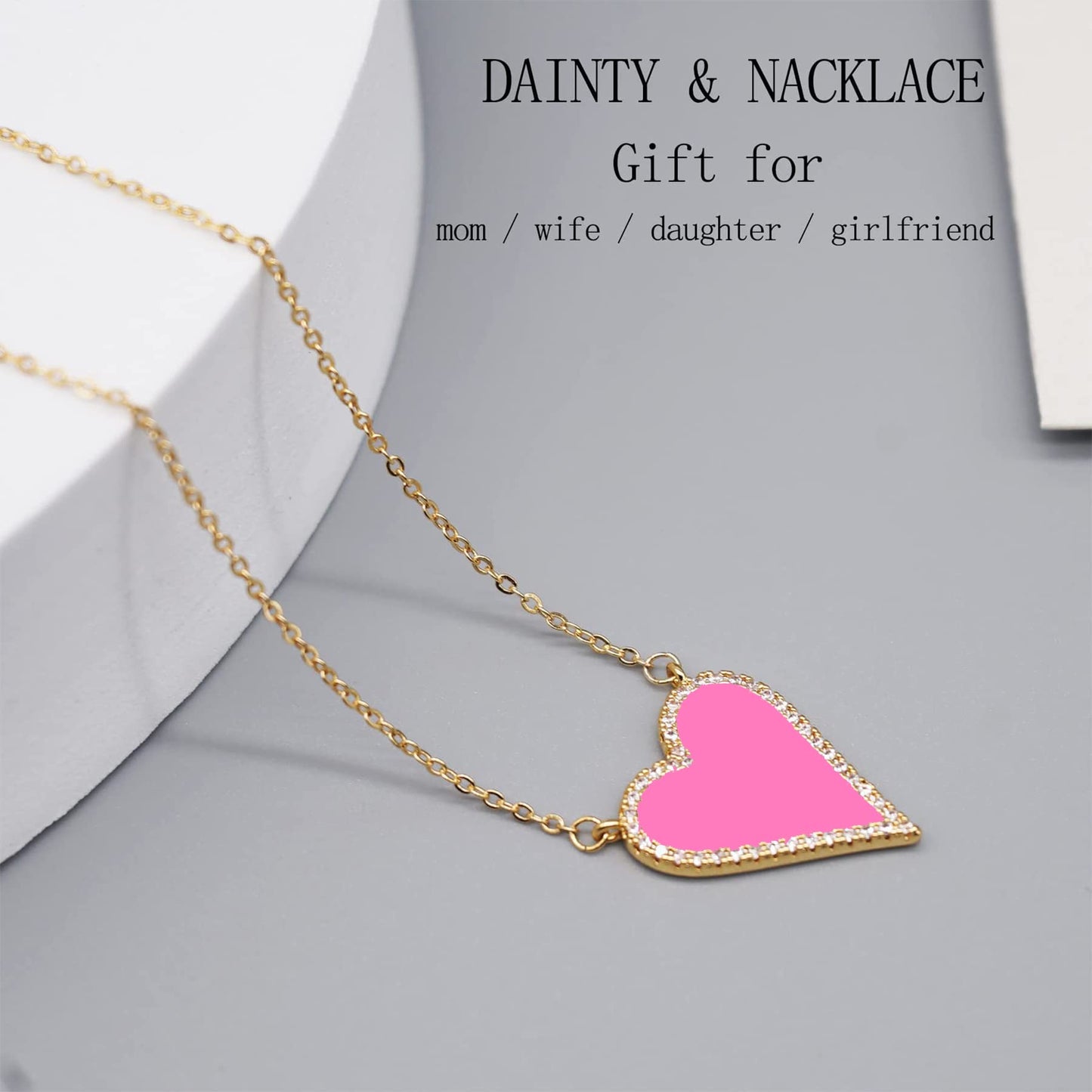 JINGDR Heart Necklace for Women Preppy Jewelry Gold Plated Love Heart Pendant Necklace