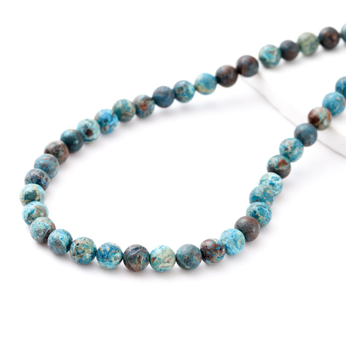 8mm 45pcs DIY Natural Blue Pattern Agate Stone Beads Round Healing Crystal Gemstone Loose Beads for Jewelry Making Handmade Bracelet Necklace