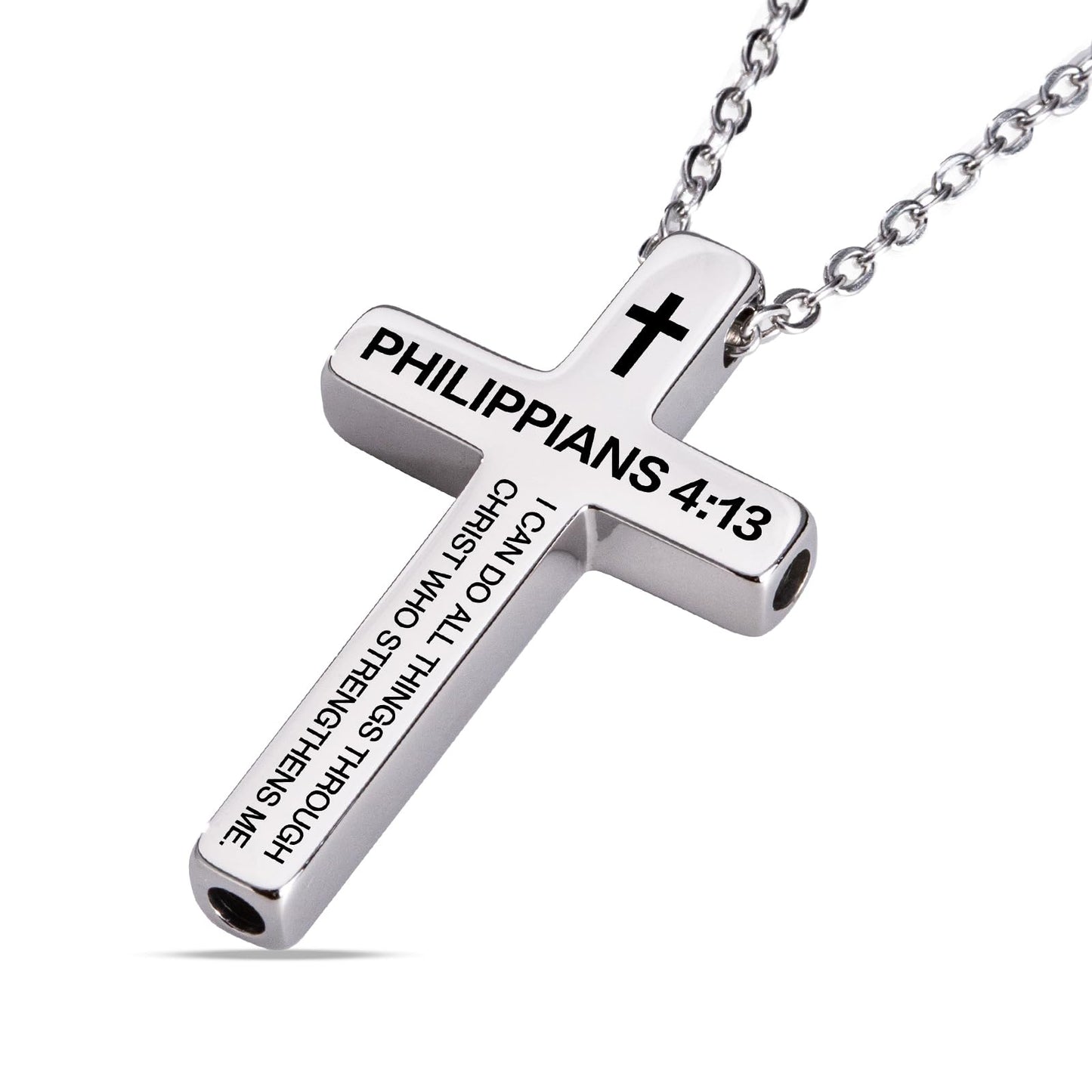 FUNPAR Cross Breathing Necklace for Anxiety, Inspirational Bible Verse Mindfulness Pendant Necklace, Stainless Steel Meditation Breathwork Tool, Anxiety Relief Items for Teens Gift(Silver 4: 13)