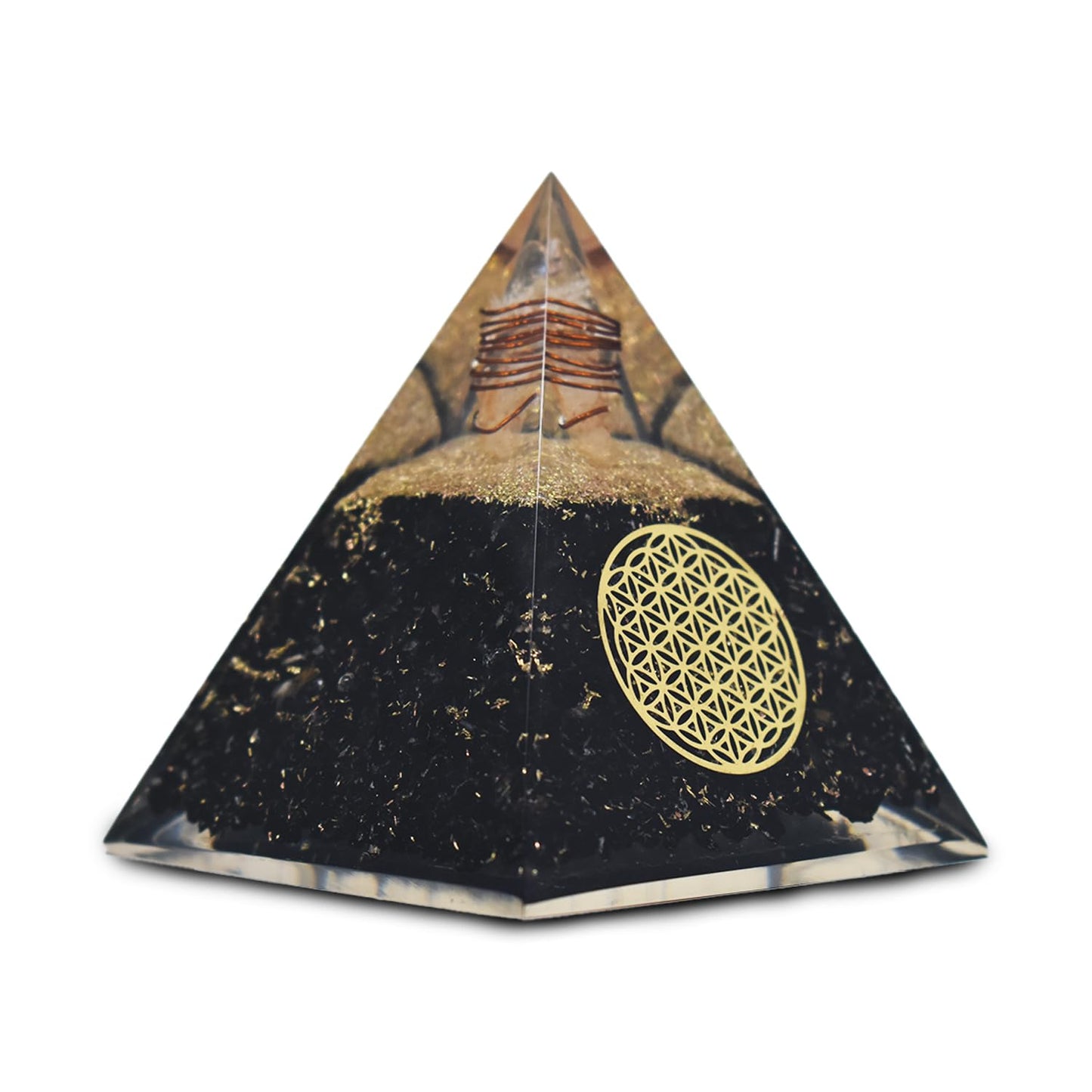 Real Crystal Black Tourmaline Orgonite Pyramid, Healing Crystal Pyramid, Pyramid Crystal Gemstone Pyramid for Meditation, Motivation, Positivity - Handmade in India