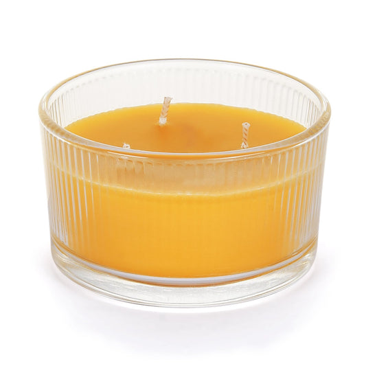 AGLARY 3-Wick Beeswax Candle in Glass, Elegant and Natural Home Lighting,Unscented Beeswax-Raw, 4.7oz