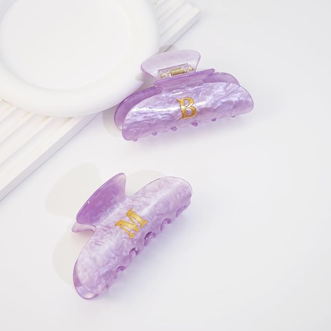 Fohuo Christmas Stocking Stuffers for Women - Purple Cute Hair Claw Clips for Teenage Girls Gifts, Stocking Stuffers for Women Teens Daughter Sister Granddaughter, Christmas Birthday Gifts - Letter A