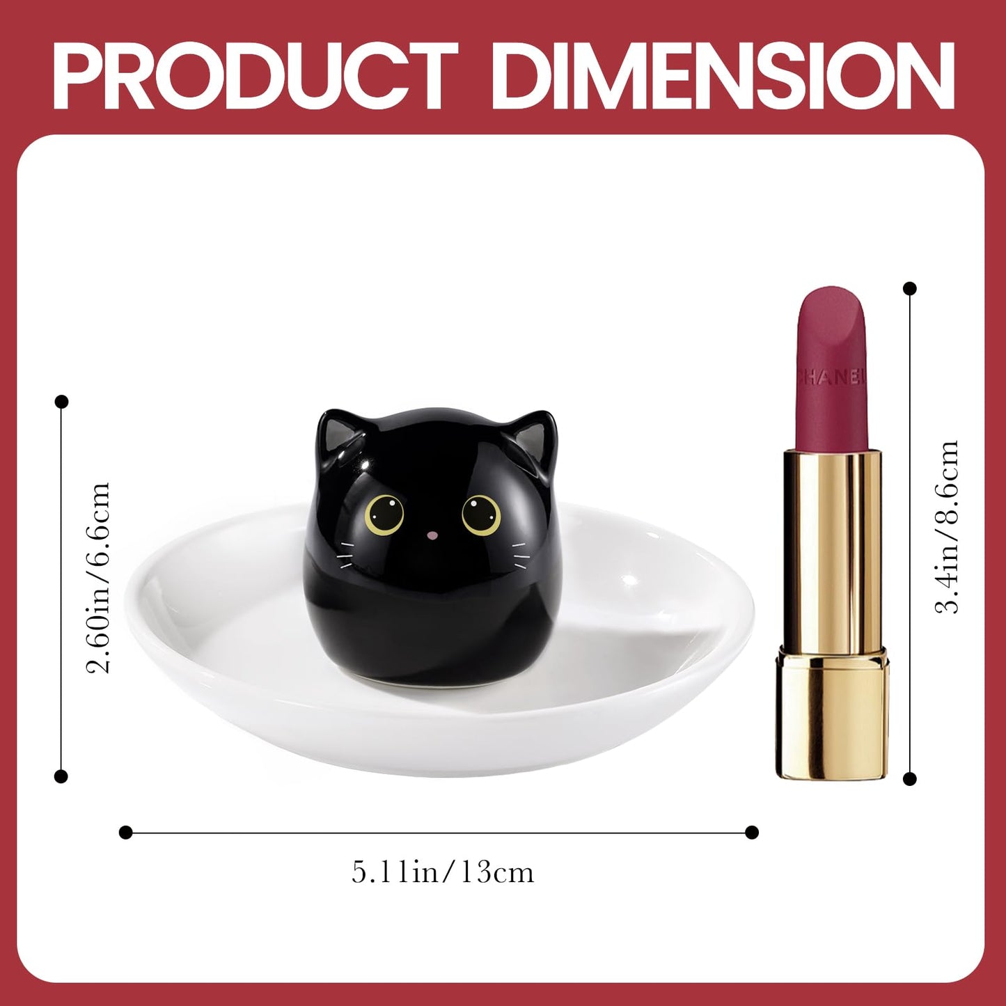 PUDDING CABIN Cat Lover Gifts for Women, Black Cat Ring Holder Dish for Jewelry Rings Earrings Necklace Watch Keys, Birthday Christmas Engagement Wedding Gifts