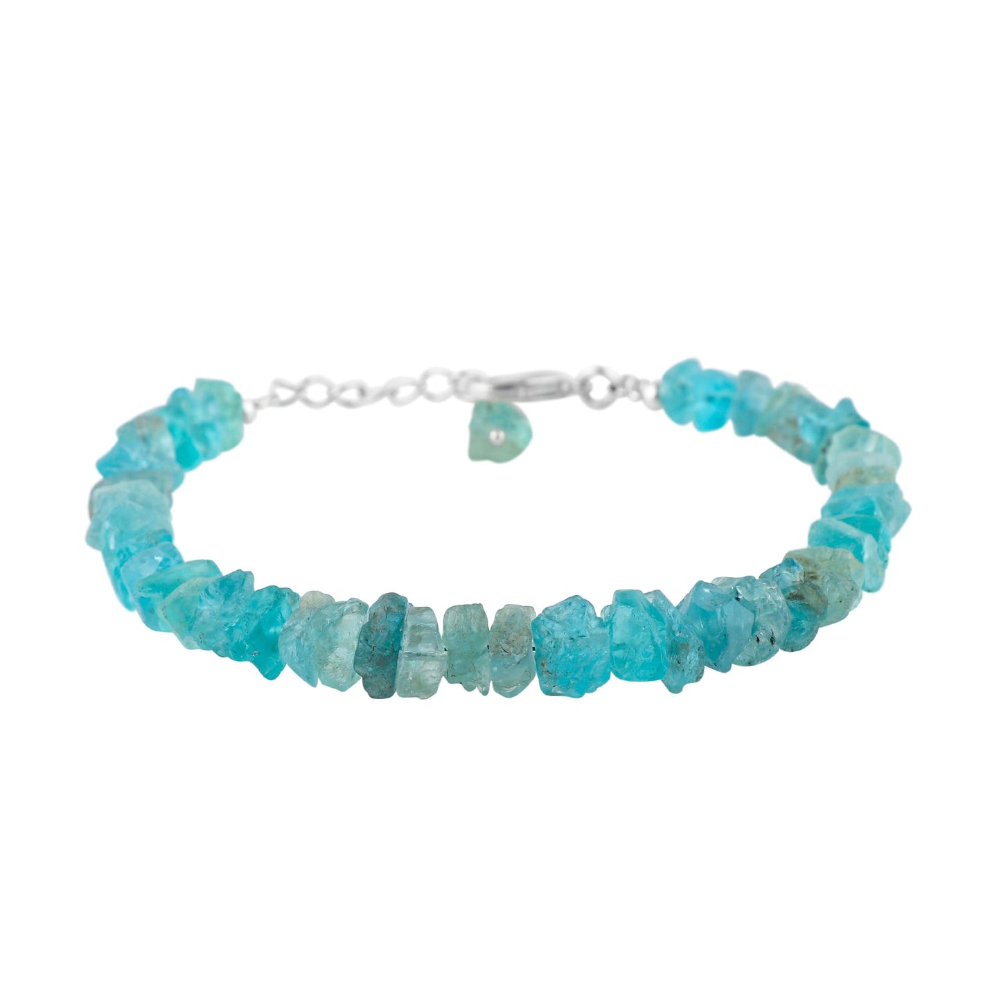 CRYSTALIS Natural Raw Neon Apatite Adjustable Bracelet, High Grade Rough Gemstones, Chakra Healing Crystals, Gift Giving Jewelry, 925 Sterling Silver Womens Bracelet 8 inch