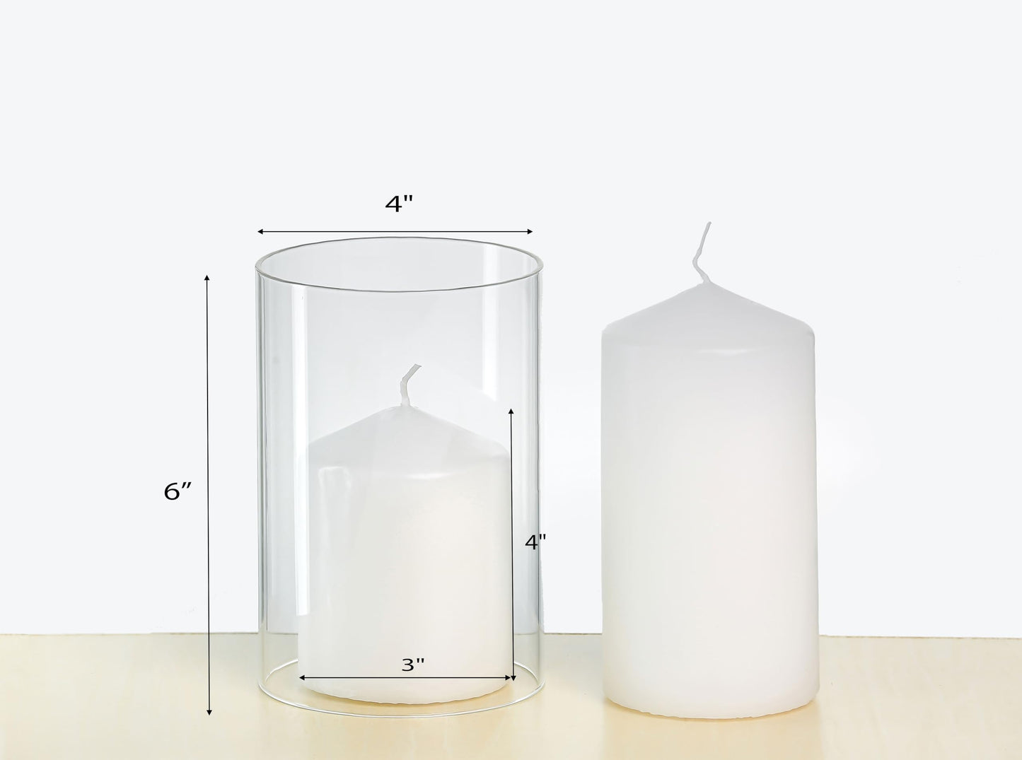 CYS EXCEL 6 PCS (H:6" D:4"") Open Ended Clear Glass Hurricane Candleholder Tube Lamp Shade Open Flame Candlestick Holder Chimney Tube Cover Bottomless Cylinder"
