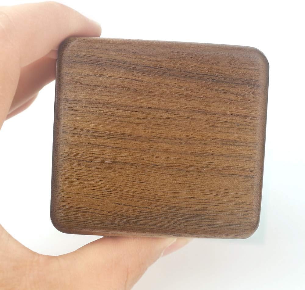 Sinzyo Natural Wooden Music Box with Customizable Photos Wind Up Musical Box Gifts for Christmas,Birthday and Valentine's Day(Simple Walnut, Tone:Can't Help Falling in Love)