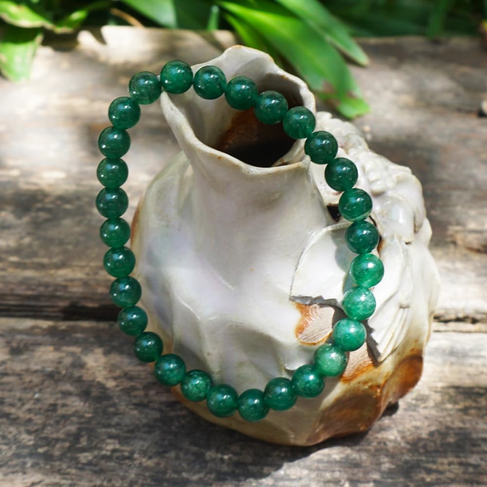 TaHLga 6mm Emerald Bracelet | Natural Green Heart Chakra Crystal Beads - Handmade Gemstone Meditation Bracelet for Abundance & Love & Luck | Beading Tool Kit - Fits for 6-7 inch Small Wrist Size