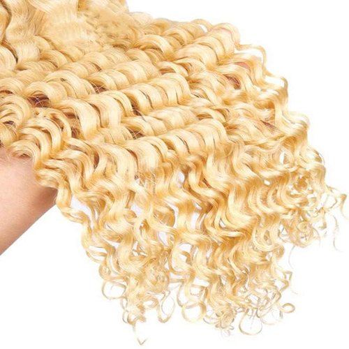 Habiliana Human Hair Bundles 26 28 30 Inch Blonde 613 Deep Wave Bundles Human Hair 100% Unprocessed Soft Sewn In with Double Drown Weft for Black Women