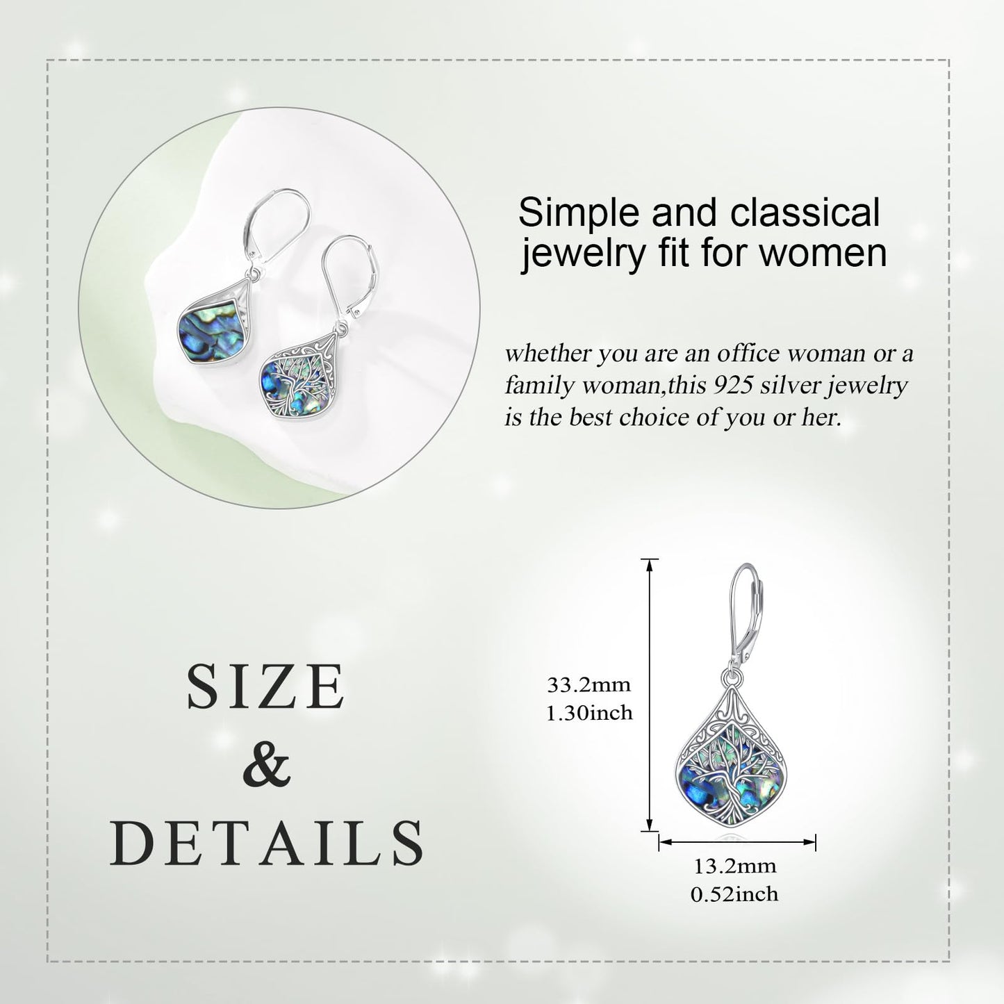 Tree of life Teardrop Earrings Sterling Silver Filigree Irish Celtic Teardrop Drop Earrings Jewelry Gifts For Women (tree of life teardrop earrings)
