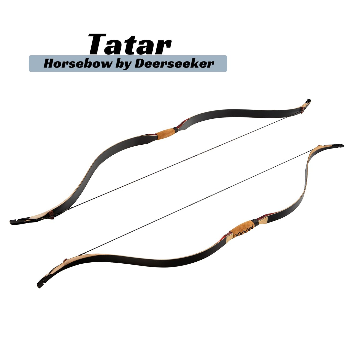 Deerseeker Archery 52" Recurve Bow Traditional Handmade Longbow Ambidextrous Horsebow Set for Adults & Youth Practice Target Shooting (Horsebow Pro 50lbs)