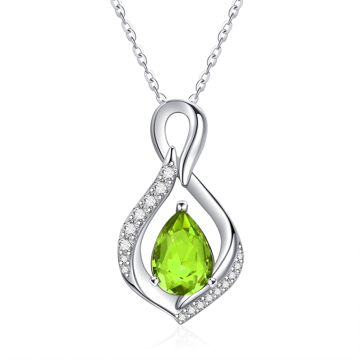 JIYVY32 Peridot Infinity Necklace for Women August Birthstone Necklaces White Gold Plating Anniversary Birthday Gifts for Wife Her Mom Girlfriend Birthstone Jewelry Gifts for Women