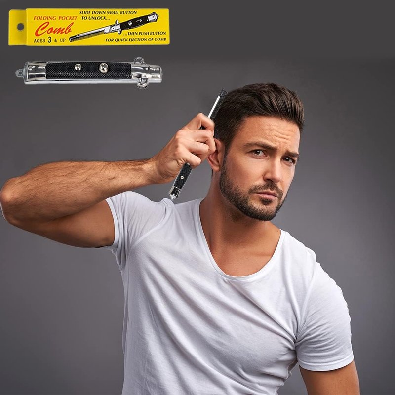12-Count Folding Pocket Comb, Stainless Steel Beard Comb for Men, Switchblade Fine Tooth Mustache Combs Designed for Hair Salon Beauty Tool