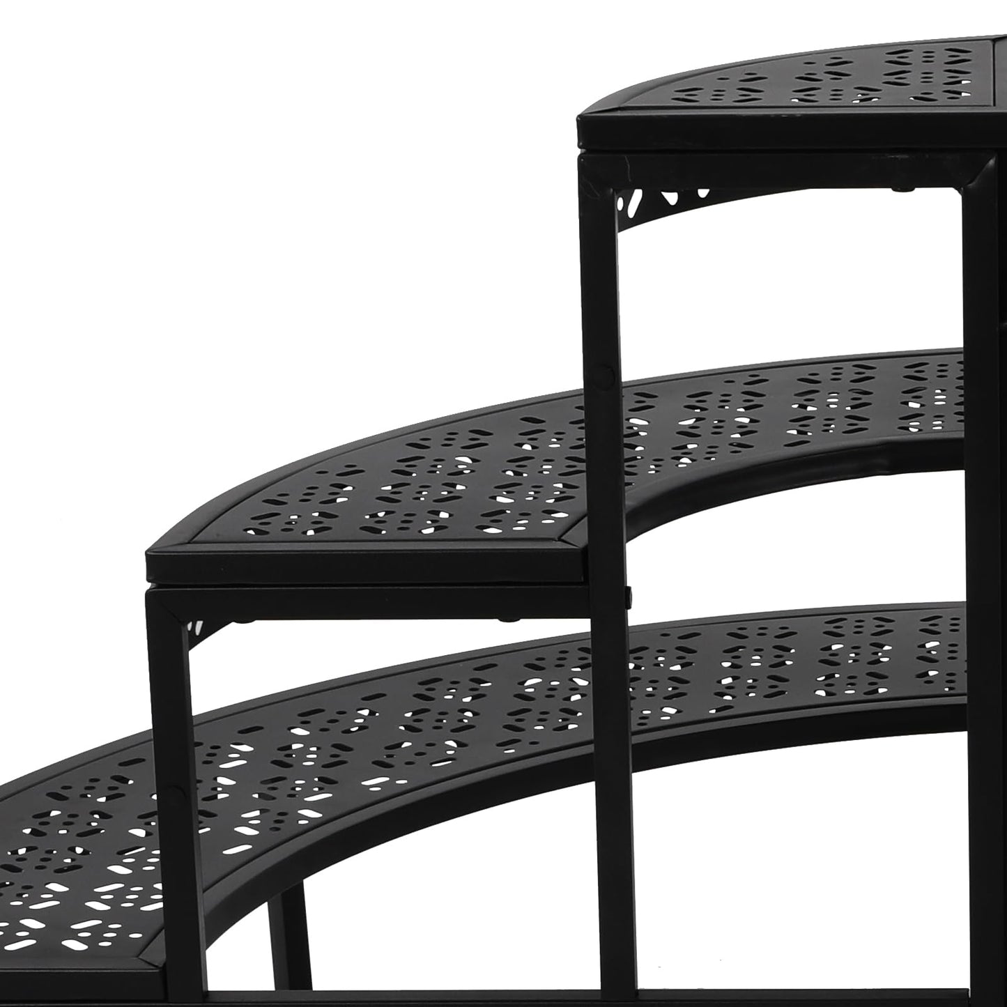 BAIODNB 3 Tier Plant Stand Semi-Circular Flower Pot Organizer Rack, Quarter Round Plant Display Holder Outdoor Storage Shelves, Metal Corner Shelf Planter Shelving Ladder Plant Stand for Indoor Use