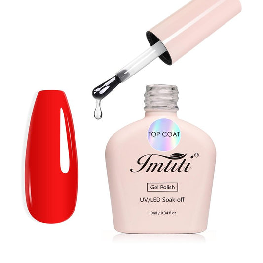 Imtiti Gel Nail Polish Top Coat - No Wipe Glossy Shine Finish Long Lasting 10ml Soak Off UV LED Clear Gel for Salon Quality Nail Art Design at Home