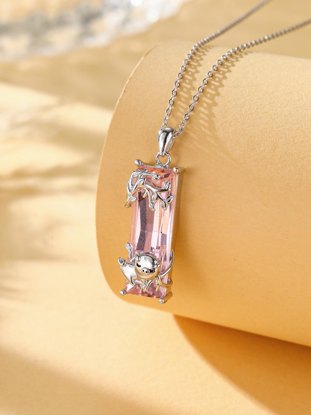 AENEAS Prime 2025 Pig Necklace Sterling Silver Pig Pendant Necklace Cute Animal Pink Crystal Jewelry Gifts for Her Wife Women
