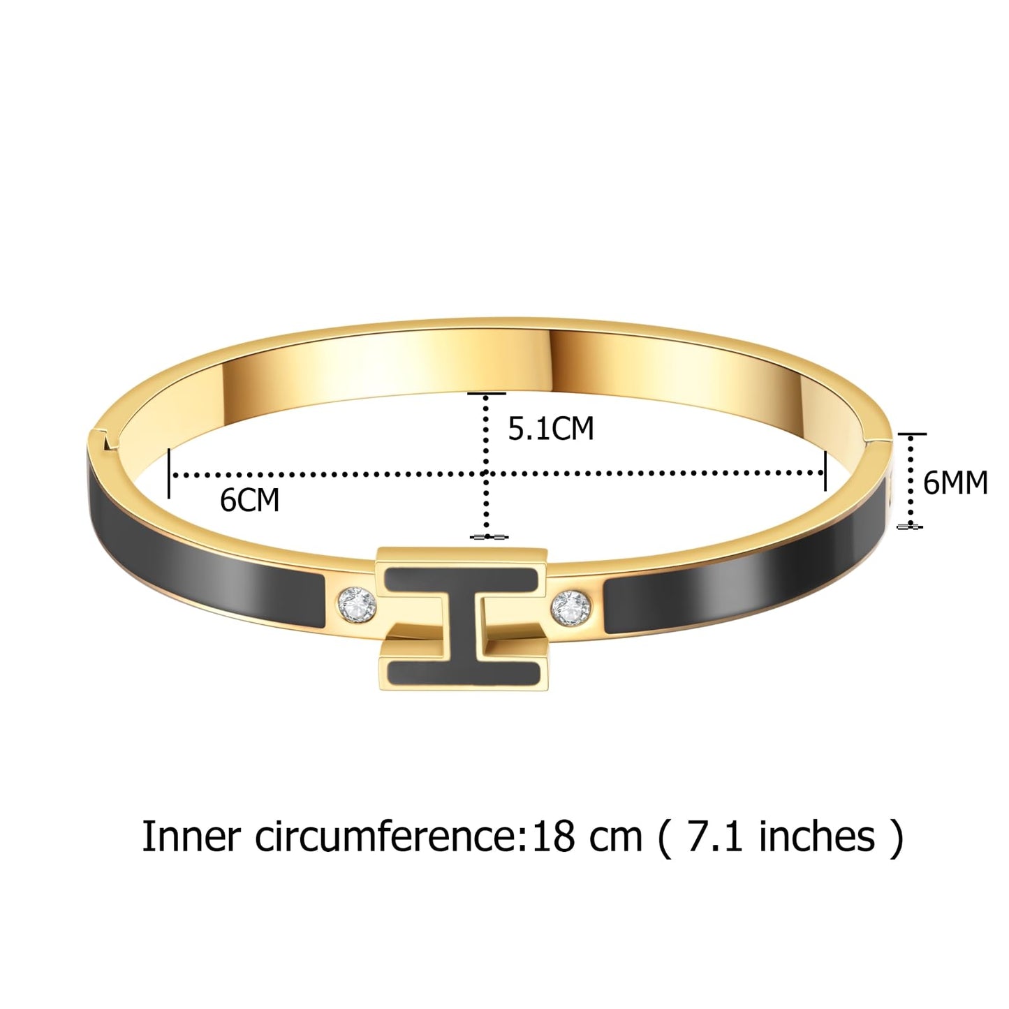 Hothink H Bracelets for Women,H Bracelet,Bangle Bracelets for Women,Dainty Bracelet Easter Christmas Mothers Day Gifts for Women (Black)