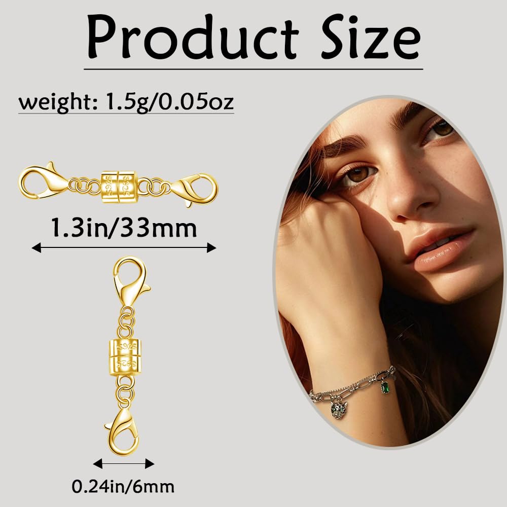 925 Silver Double Lobster Magnetic Necklace Clasps,Magnetic Jewelry Clasps for Necklaces Extender Bracelet Clasps and Closures (3silvery)