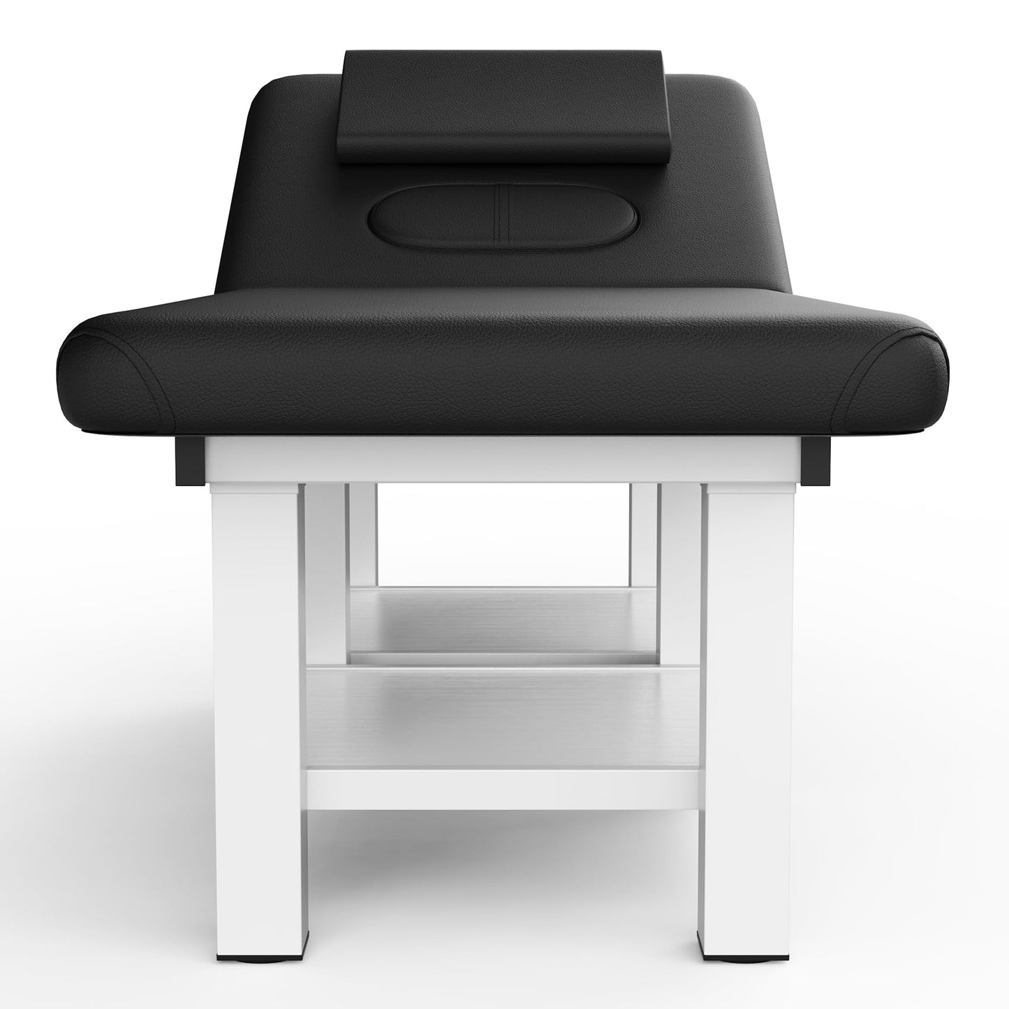 pouseayar Stationary Massage Table, 75”L 31.5''W Heavy Duty Esthetician Bed, 800LBS Metal Frame PU Leather Physical Therapy Table Spa Lash Bed Professional Equipment (Black)
