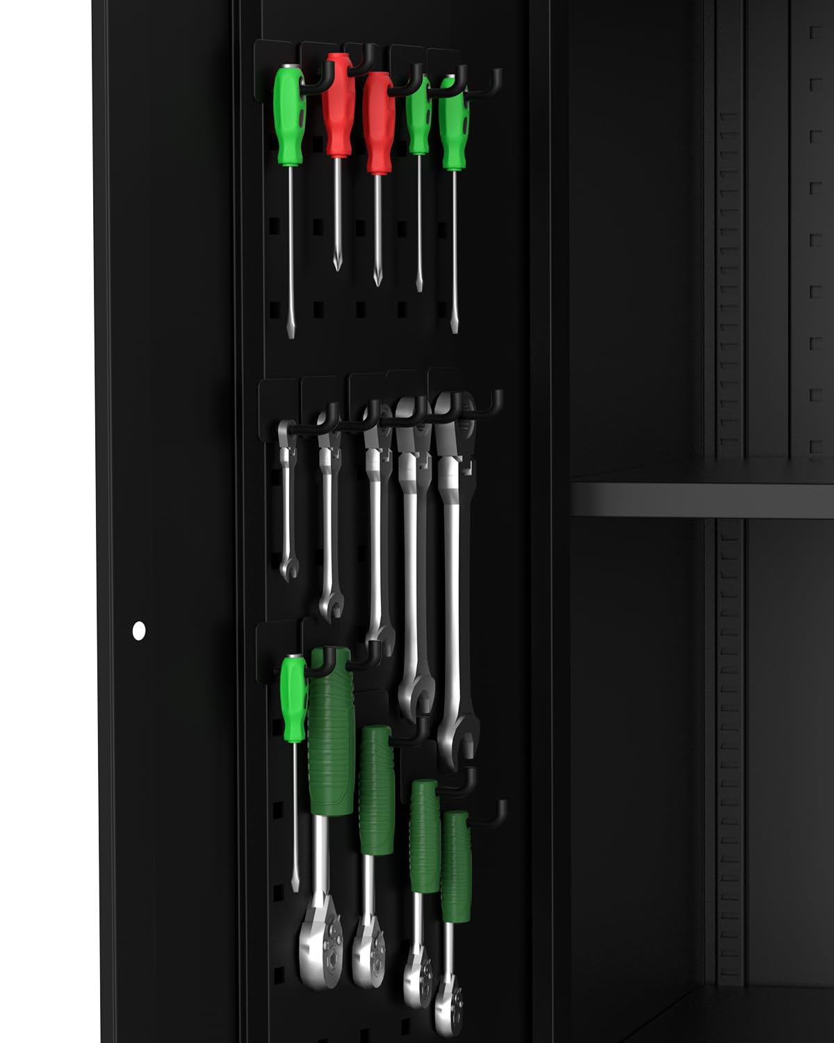 GarveeHome Garage Storage Cabinet 72 in Locking w/Wheels & Pegboard | Heavy-Duty Steel w/ 4 Adjustable Shelves | Workshop Home Office Organizer, Black