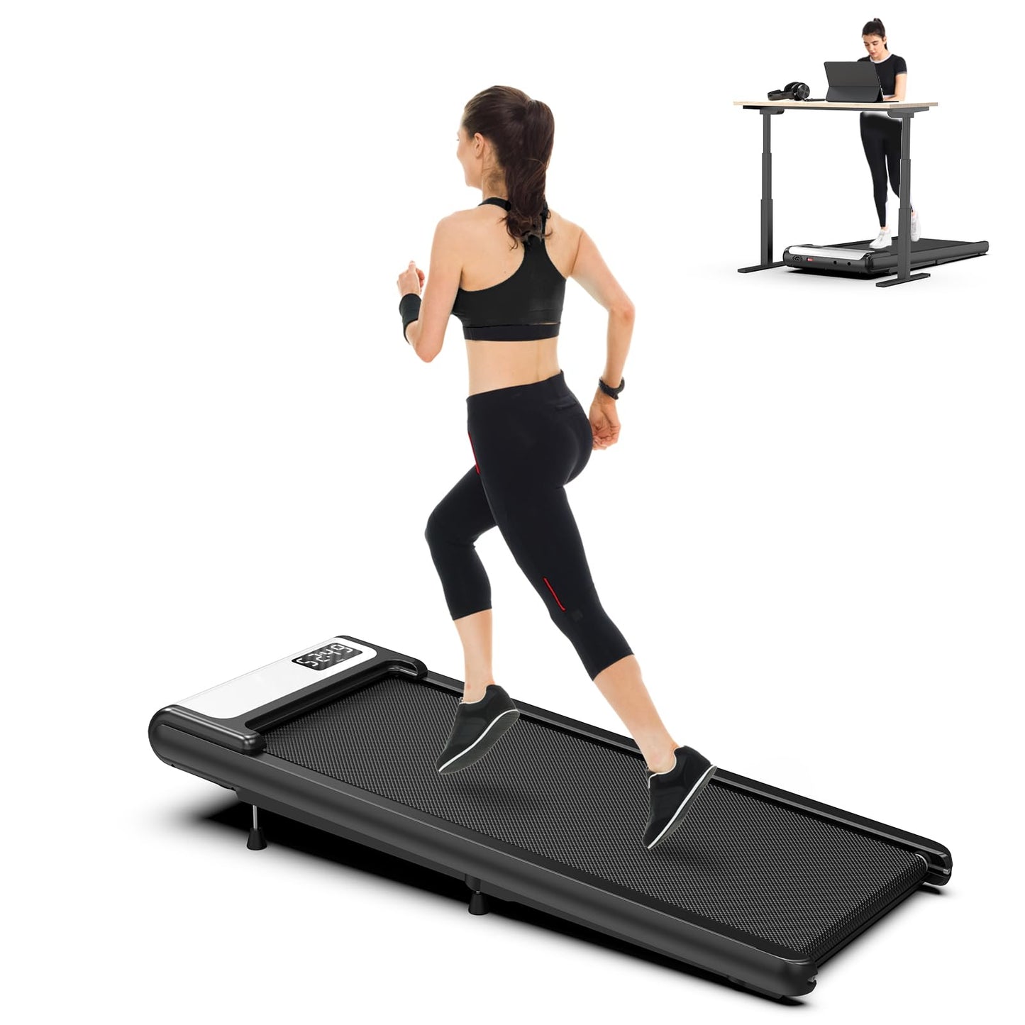 COZYINN Under Desk Walking Pad Treadmill with 10% Incline, Quiet Portable Walking Pad for Home Office Small Space, 265LB Capacity Walking Pads Voice Remote Control Smart Treadmill Works with KINOMAP