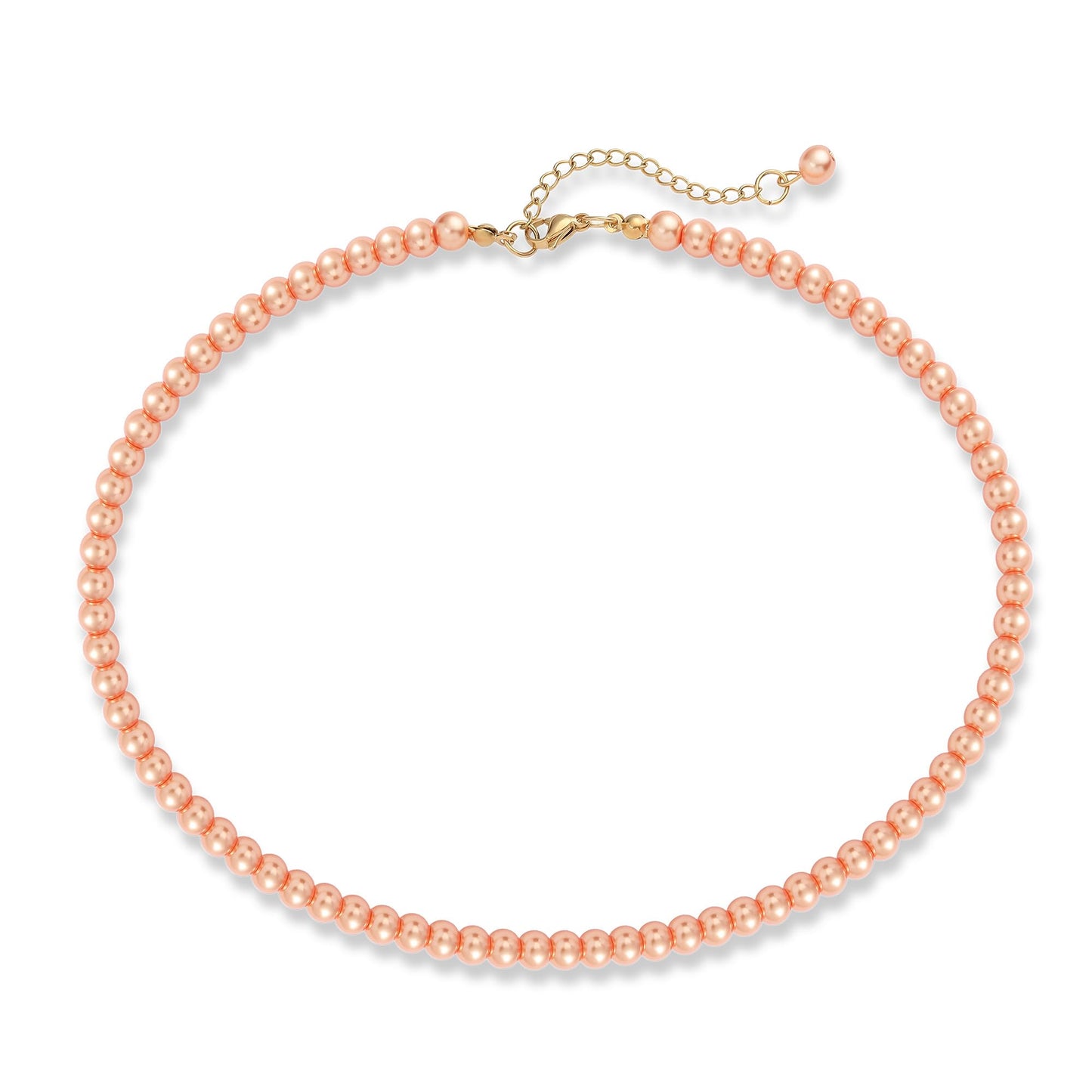 LAYWAF Imitation Pearl Necklace for Women, Fake Pearl Choker Necklace, 6MM Beaded Orange Necklace, Faux Pearl Costume Jewelry, Mom Necklace Wedding Jewelry for Bride Bridal