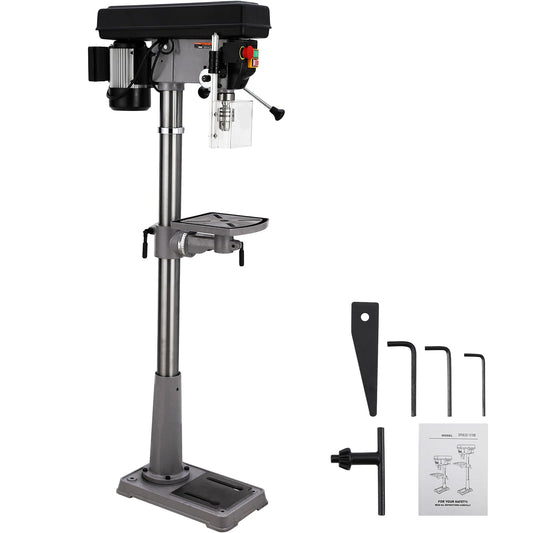 13 in Floor Drill Press, 7.5 Amp 120V Pure Copper Motor with Swing-away Safety Guard, 288-3084 RPM Variable Speed, 0-45°Tilting Worktable, Tabletop Drilling Machine for Wood Metal