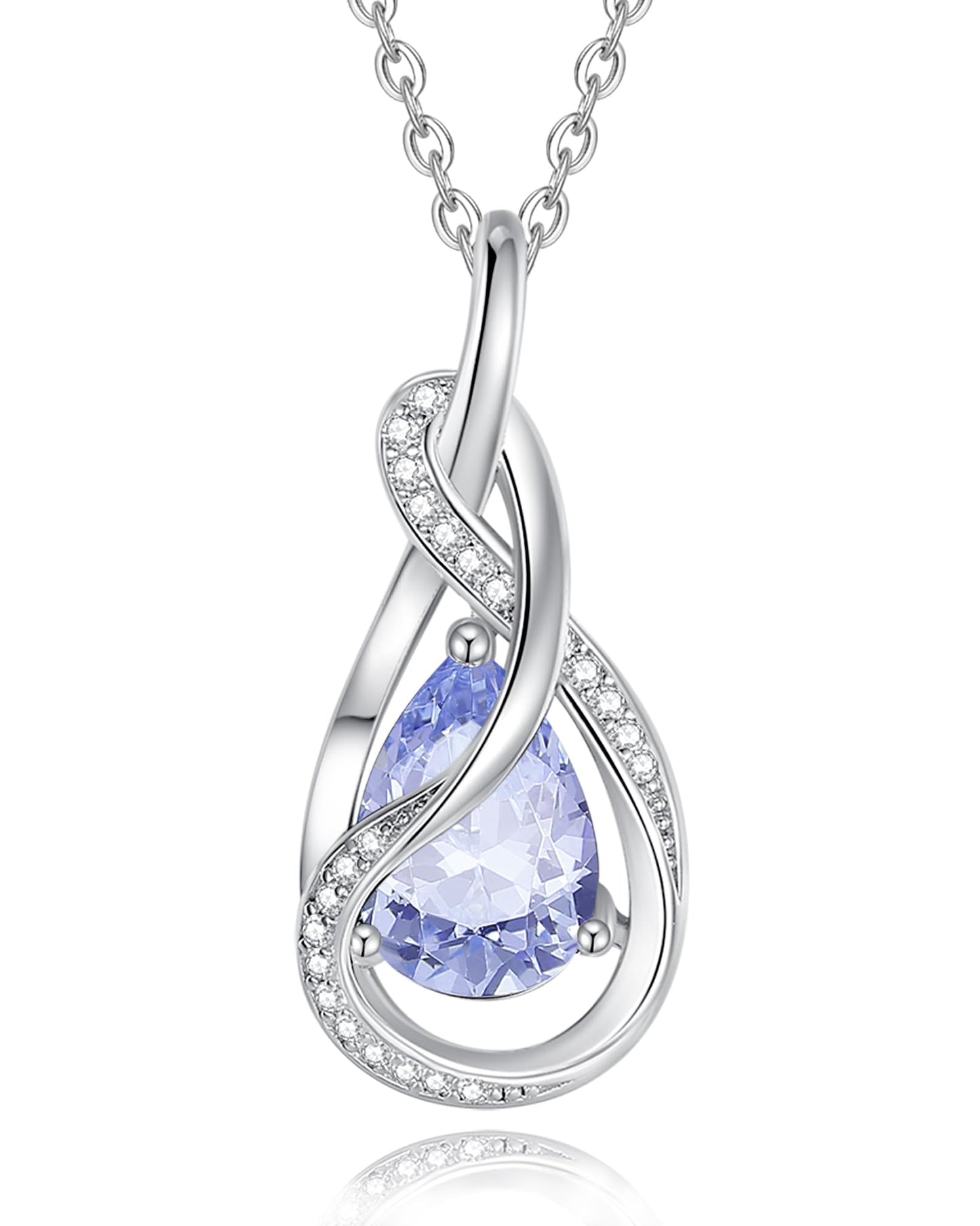 FANCIME Tanzanite Necklace December Birthstone Sterling Silver Infinity Knot Pendant Necklace Gemstone Fine Jewelry Anniversary Birthday Mothers Day Gifts for Women Her Mom