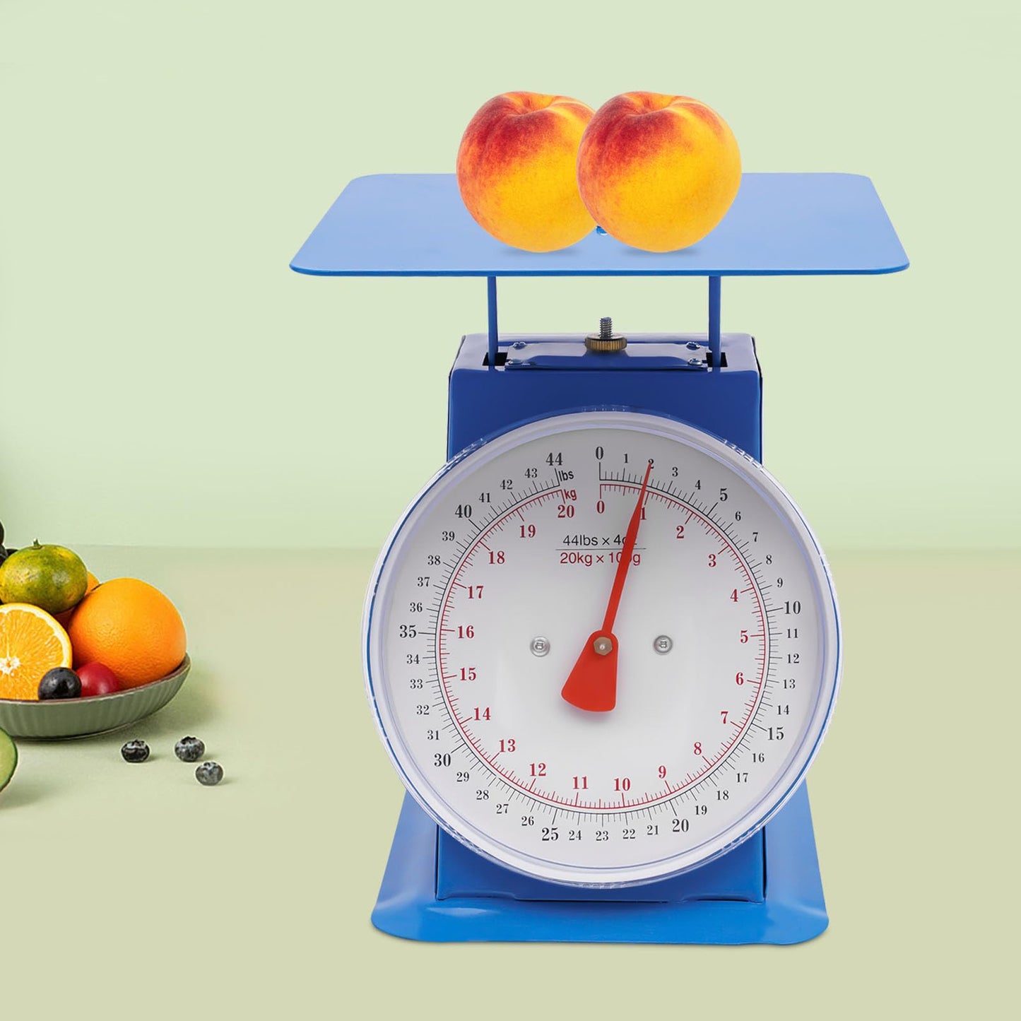 220lbs/100kg Mechanical Kitchen Scale, Mechanical Dial Scale with 13 x 13 Inch Weighing Pan, Heavy Duty Analog Dial Scale for Supermarkets Food Markets and Snack Shops