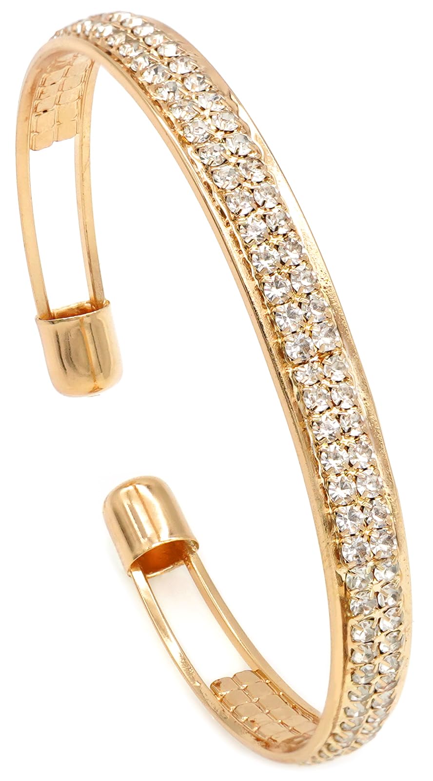 Tidefire Rhinestone Tennis Cuff Bracelet for Women Crystal Bridal Bangle for Prom Wedding Party Dating (1151 Gold)